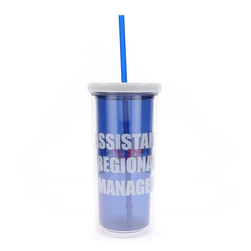 Silver Buffalo The Office Assistant to the Regional Manager Plastic Tall Cold Cup w/Lid and Straw, 20 Ounces