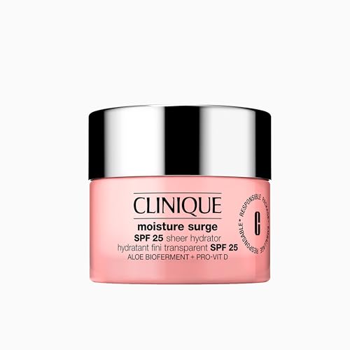 Clinique Moisture Surge SPF 25 Sheer Hydrator Face Moisturiser | Idratante con acido ialuronico, biofermento di aloe vera e provitamina D, 30 ml