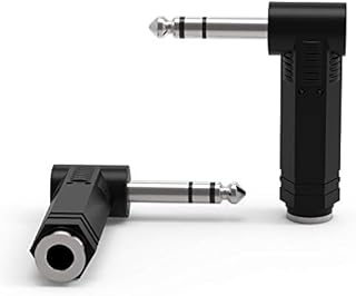 Ancable 2-Pack 1/4" 6.35mm Right Angle Stereo Male Plug to 1/4" 6.35mm Stereo Female Jack Audio Adapter