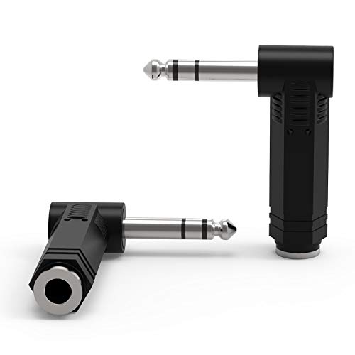 Adaptador de audio estéreo 6.35mm angulado 2 piezas miniatura 1