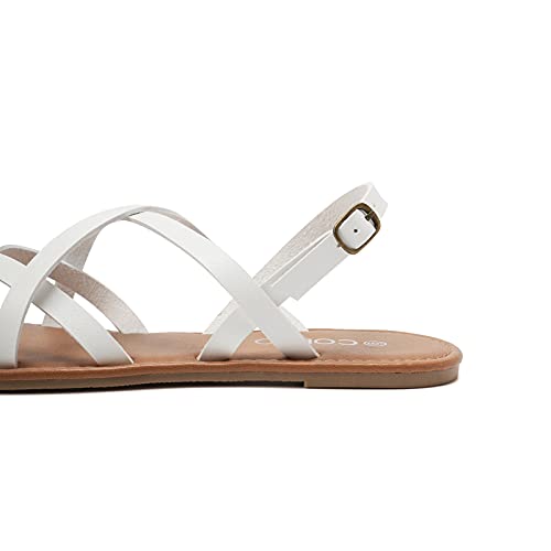 Image of Colgo Women's Summer Strappy Flat Sandals, Adjustable Casual Fisherman Sandal with Open Toe Slingback Gladiator Sandals