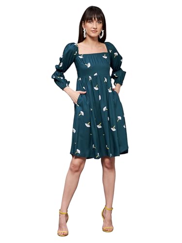 Image of Miss Chase Women's Round Neck Sleeveless Polyester Ruffled Knee- Length Dress