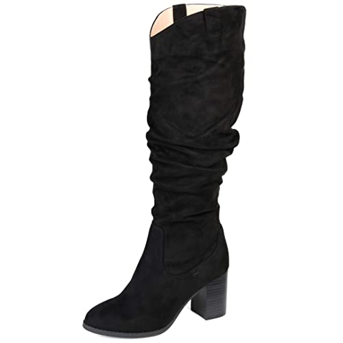 Journee Collection Women's Aneil Wide-Calf Stacked Heel Knee High Boots, Black, 10 by Journee Collection - Used condition - US$17.78