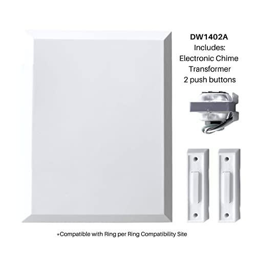 Iq America Dw1402A Basic Wired Doorbell Chime Complete Kit 2 Tone Melody Chime Door Bell With 2 Non-Lighted White Pushbuttons And 16Va Transformer And Diode Incl #TOP1