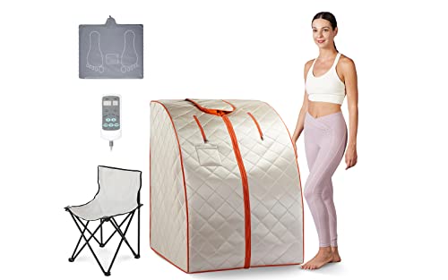 TaTalife Far Infrared Sauna, Infrared Portable Indoor Personal Spa Sauna with Heating Foot Pad and Chair,Relaxation at Home (L 27.6”x W 31.5”x H 37.8”)