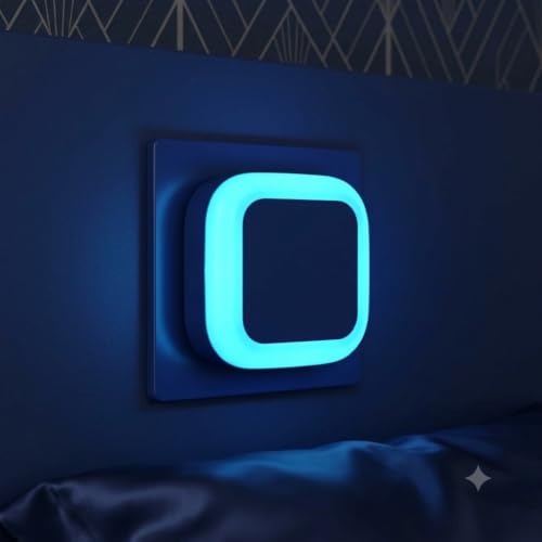 Image of 0.5W LED Night Light, Plug-in 2-Pin Compact Socket Lamp for Bedroom, Hallway & Living Room, Energy Efficient Soft Glow, Plug & Play (Blue)