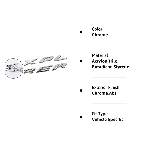 3D Letters Abs Front Hood Emblem Hood Letters Logo For Expl 2011-2021-2023 (Chrome) #TOP5