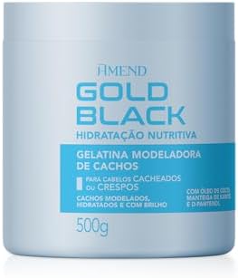Gelatina Modeladora De Cachos Amend Gold Black, 500g | Hidratação...