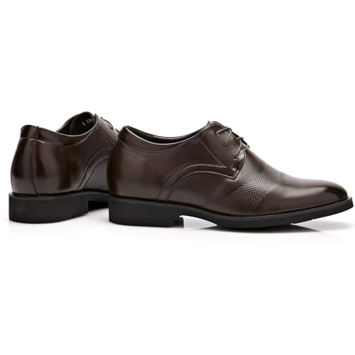 Battle Men Men’s 2-Inch Elevator Leather Oxford Shoes, 2" Taller Derby Perforated Dress Shoes for Business Meetings Job Interviews Wedding3
