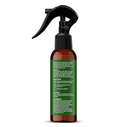 Image of Botanic Hearth Rosemary Rice Water Spray for Hair Growth & Thickness | Strengthens Hair & Scalp | Controls Hair Fall, Adds Shine & Smoothness | Non-Greasy Leave-In Spray for Men & Women | 200 ml