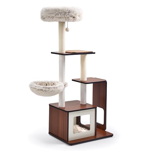 Árbol rascador moderno para gatos grandes 54 pulg miniatura 1