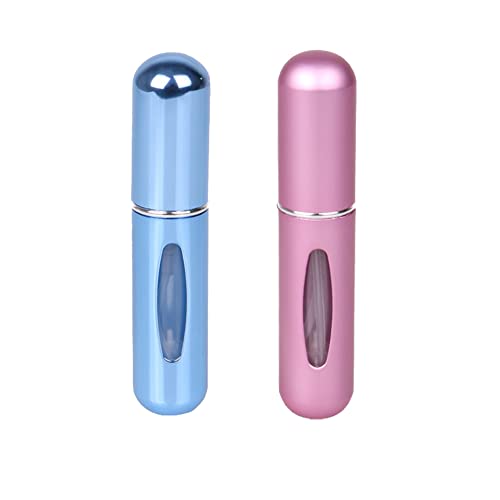 nanaxagly Bouteilles d'atomiseur de parfum, mini bouteille d'atomiseur de parfum rechargeable portable, vaporisateur de parfum rechargeable, 2 unités de 5 ml (sous-bleu, sous-rose) Cover