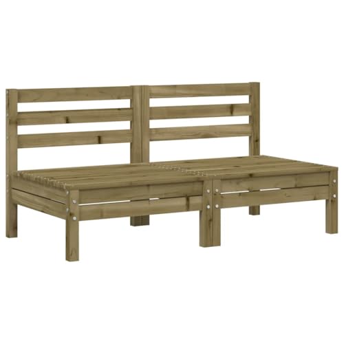vidaXL Gartensofa ohne Armlehnen 2 STK., Outdoor Sofa mit Latten-Design, Gartencouch Modular mit Rückenlehne, Gartenmöbel Gartengarnitur, Kiefernholz Imprägniert