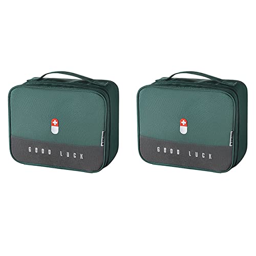 Lckiioy 2X Bolsa de Almacenamiento Portátil Kit de Primeros Auxilios Multifuncional para Senderismo, Mochilero, Camping, Viajes, AutomóVil Y Ciclismo Verde