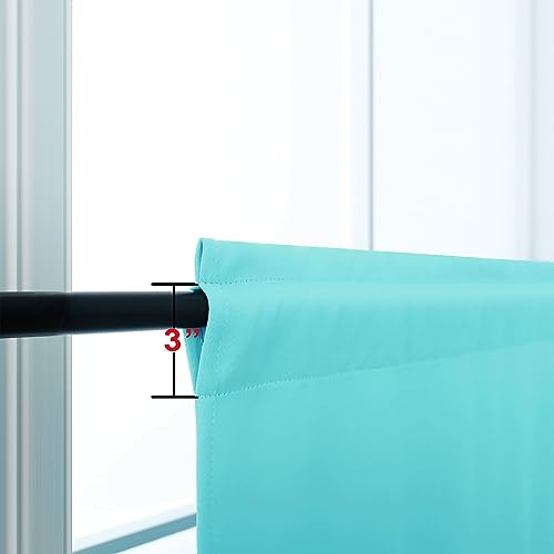 Image of KOUFALL Turquoise Rod Pocket Blackout Tier Short Curtains 34x24 Inches Long