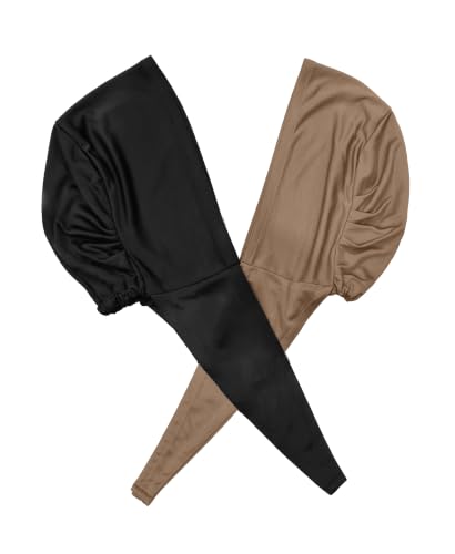 Image of Mehar Women's Hair Ponytail Cap Set of 2 | Soft Stretchable Polyester Hijab Inner Cap | Adjustable Tie-Back | Scarf & Helmet Inner | One Size Fits All