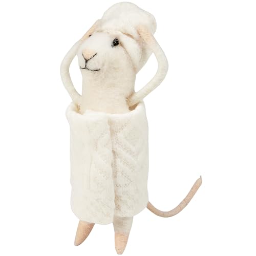 Primitives by Kathy Collectible Critter, Bathtime Mouse Wrapped in a Fabric Bath Towel, Coordinates with Bathroom Decor, Cute Everyday Home Accent or Gift
