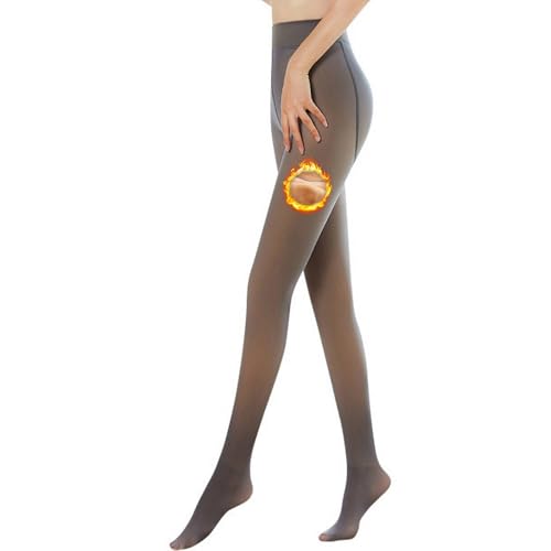 HANERDUN Medias Térmicas Mujer Transparentes Forro Polar Leotardos Cintura Alta Leggings Pantimedias Color Piel