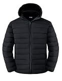 wantdo Men's Big and Tall Quilted Winter Jacket Windproof Hooded Puffy Jacket Puffer Coat Black 4X-Large Big