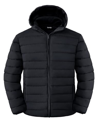 wantdo Men's Big and Tall Lightweight Puffer Jacket Quilted Warm Winter Coat Windproof Winter Jackets with Hood