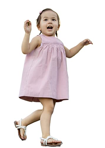 PHLONA Little Girl's Corduroy Smocked Sleeveless Dress