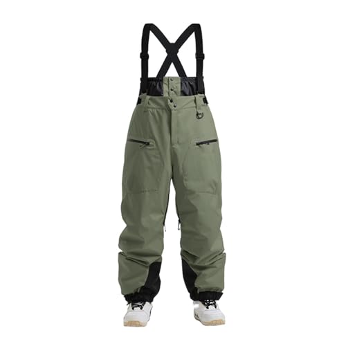 TDHLW Snowboard Cargo Pants for Men Women Winter Ski Pants Waterproof Outdoor Windproof Hiking,Army green,M