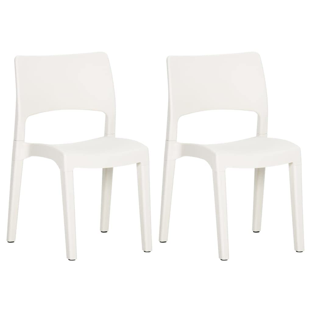 Chaises de jardin en polypropylène blanc lot de 2 fauteuils de terrasse légers et empilables