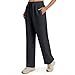 Shusuen Pants for Women Casual Loose Stretchy Work Pants Jogging Baggy Elastic Summer Solid Outfit Ankle-Length with Pockets（2-Black,Large）