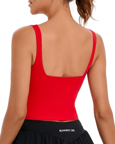 Image of RUNNING GIRL Workout Tank Tops with Built in Bras for Women,Criss-Cross Back Medium Support Sports Bras for Women