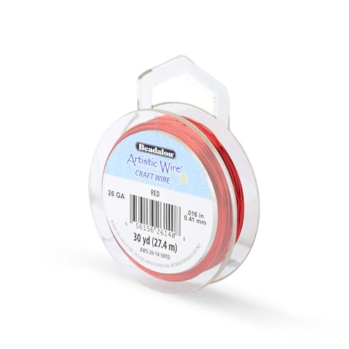 Image of Artistic Wire, 26 Gauge Tarnish Resistant Colored Copper Craft Wire, Red, 30 yd