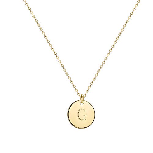 Valloey Rover Initial Necklaces for Women 14K Gold Plated Dainty Letter Necklce Round Coin Disc Pendant Double Side Engraved Z Necklace Personalized Jewelry Gift for Women