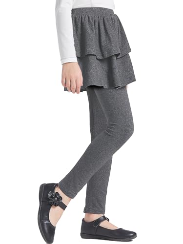 LUOUSE Girls' Pants with Skirt, Leggings for Girls 4-12 Years3