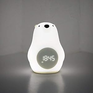 Big White Bear Wake Up Lamp Camera da Letto Atmosfera Cartone Animato Gel di Silice Voice Controled LED Clock Alarm Charging Bedside Night Light