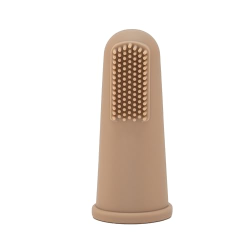 BABYZOCO Cepillo de Dientes de Dedo para Bebés, Cepillo dental de dedo, Cepillo de silicona para bebé, Ayuda a Calmar y Estimular las Encías, Apto para 0-2 Años, Unisex, Silicona, Beige