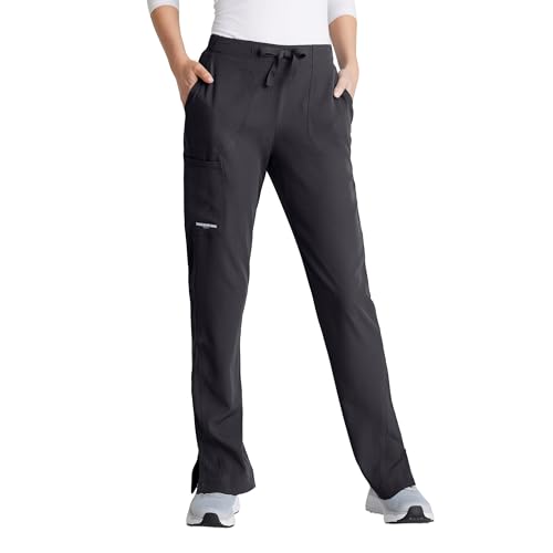 BARCO Skechers Vitality Charge Slim Fit Scrub Jogger for Women Low-Rise 4-Pocket Bottoms with a Drawcord Waistband Tapered Leg & 4-Way Stretch Pewter L