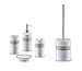 Produktbild Bad Accessoire Set 5-teilig Keramik Design beige-braun Weiss Badezimmer Seifenspender WC-Bürste Zahnpflege Zubehör