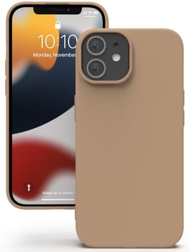 YATWIN Hülle für iPhone 12 / iPhone 12 Pro, Silikon Handyhülle mit Futter, 1mm Kamera und Displayschutz, Dünn & Leicht, Anti Kratzer Case, Milchtee