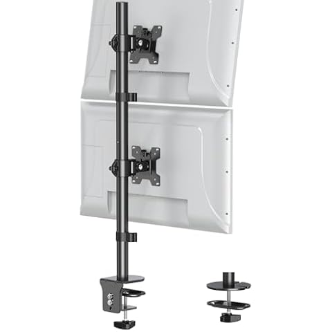 ErgoFocus Vertical Dual Monitor Stand, Stacked Monitor Mount for 2 Screen Max 32 inches, Computer Monitor Arm Holds up to 17.6 lbs Each, Height Adjustable, Swivel, Tilt Monitor Desk Mount, VESA 75/100 Cover