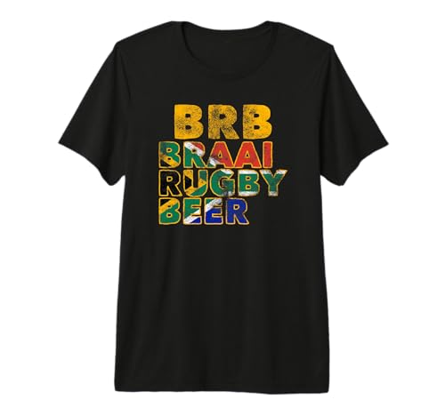 Retro BRB Braai Rugby Beer Gift Premium T-Shirt