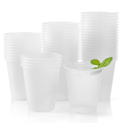 Datyiiha 50 Pack Frosted Plastic Cups Clear Disposable Drinking Cups Bulk for Sublimation Wedding Reception Stadium Birthday Party Supplies,12 Oz