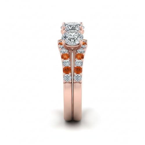 Ensemble Nuptial Diamant de Panier Or Rose Finition Prestige