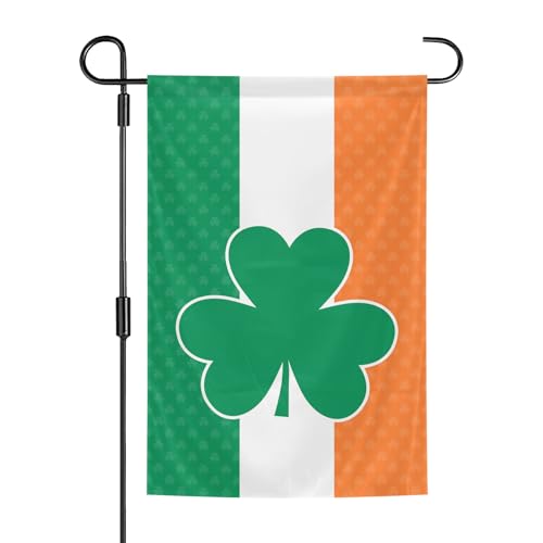 Ireland Garden Flags with Shamrock 12 x 18 Inches Double Sided Polyester Garden Flags Vivid Color for Indoor and Outdoor Yard Garden Street Decorations