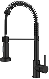 Onyzpily Black Kitchen Tap Kitchen Sink Mixer tap with Solid Brass Commercial Single Handle Single Hole Pull Down Sprayer Swivel Sprayer Mixer Tap Cold and hot Fittings UK Standard