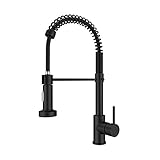 Onyzpily Black Kitchen Tap Sink Mixer tap with Solid Brass Commercial Single Handle Single Hole Pull Down Swivel Sprayer Mixer Tap Cold and hot Fittings UK Standard