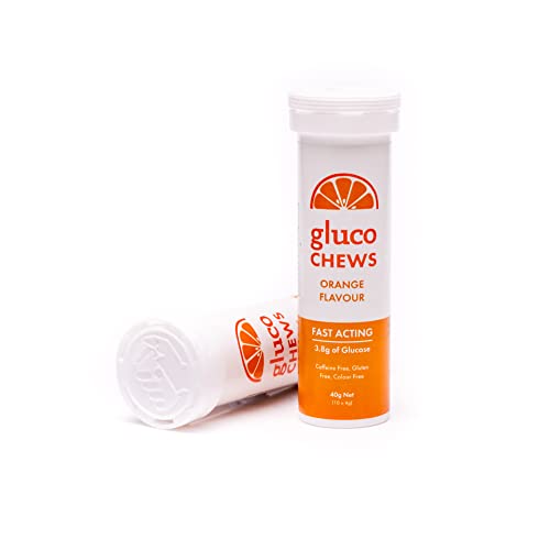 Glucology Fast Acting Glucochews | Glucose Tablets | Orange Flavour | 6 Tubes of 10 Tablets