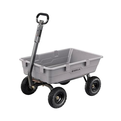 Gorilla Carts Poly Dump Cart, 800 lb. Capacity, 5 Cu Ft, Gray…