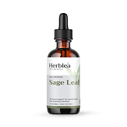 Sage Leaf Liquid Extract, 2 Ounce Organic Herbal Supplement for Digestive System Support*. Non GMO, Certified Vegan and Kosher Recipient