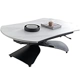 Mesa De Centro Con Parte Superior Elevable Extensible A Mesa De Comedor Redonda, Mesa Plegable De Altura Ajustable Con Patas De Metal Tipo X Cruzadas Resistentes, Mesa De Cena Multifuncional,1.28M