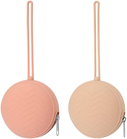Nupoopy 2 Pack Silicone Pacifier Holder Case, BPA Free Newborn Baby Pacifiers Silicone Pouch for Boys & Girls, Portable Silicone Pacifier Container Case (Muted, Apricot)