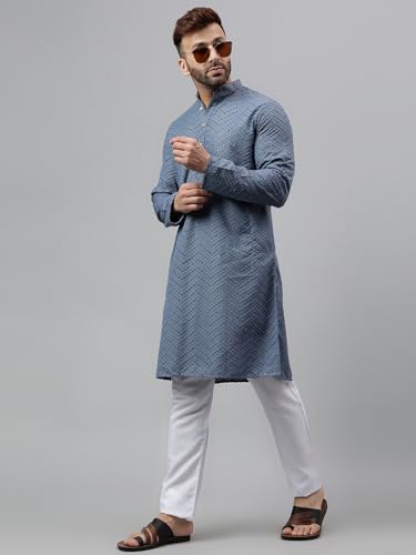 Image of hangup Men Ethnic Embroidered Kurta (SF02 SequenceKurta)
